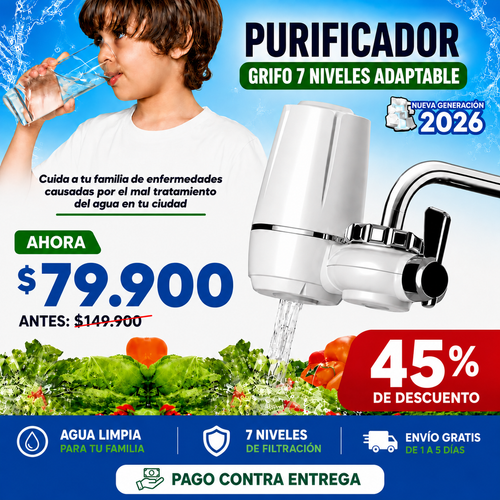 Filtro Purificador De Agua Domestico - 7 Niveles de Filtración y Fácil Instalación