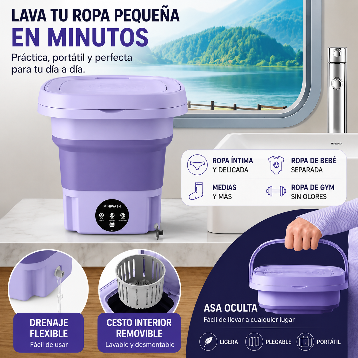 MiniWash - Mini Lavadora portátil 3 en 1 (STOCK LIMITADO)