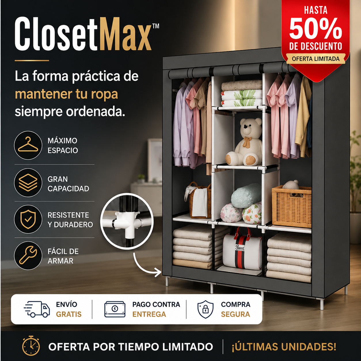 ClosetMax™ - La forma práctica de mantener tu ropa siempre ordenada.