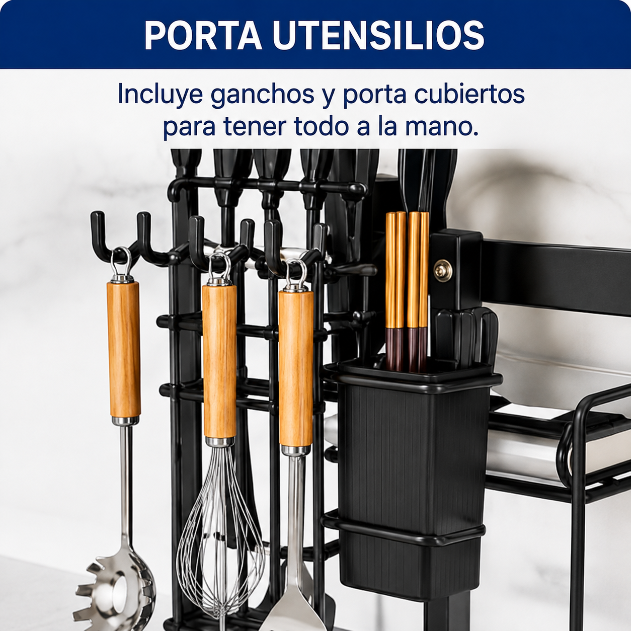 Escurridor de Platos de 3 Niveles – Mesón Seco y Platos Ordenados · Estante Grande