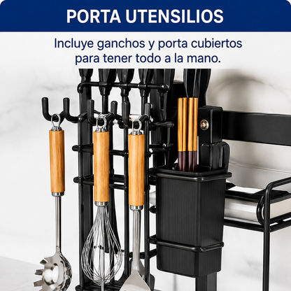 Escurridor de Platos de 3 Niveles – Mesón Seco y Platos Ordenados · Estante Grande