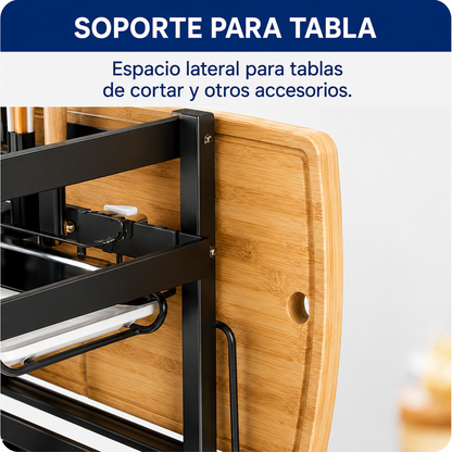 Escurridor de Platos de 3 Niveles – Mesón Seco y Platos Ordenados · Estante Grande