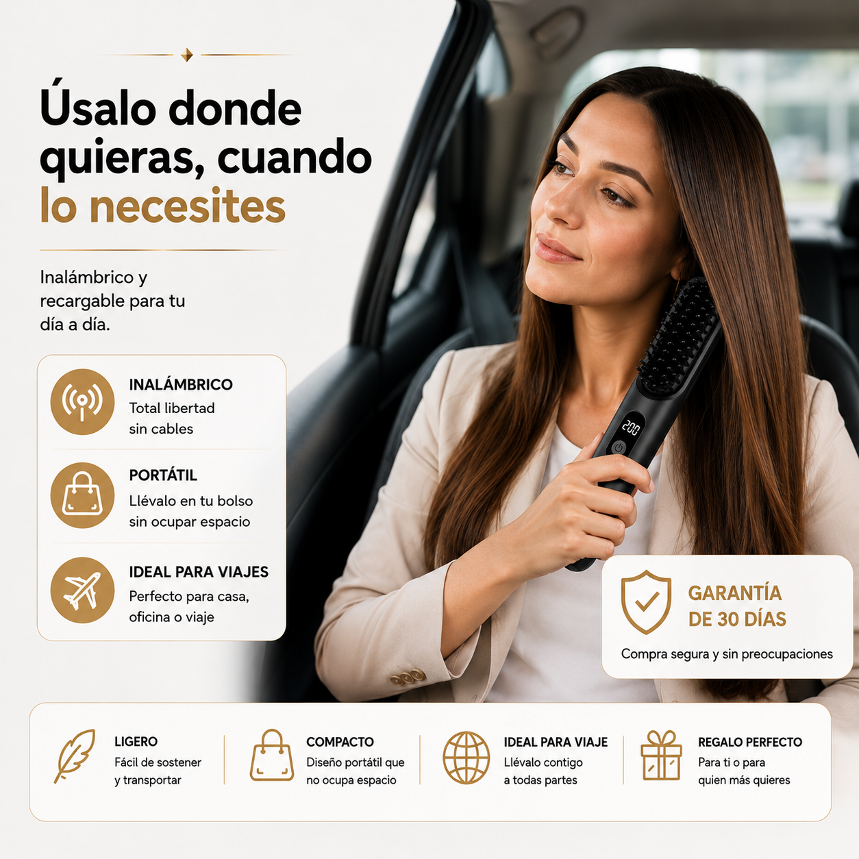Cepillo Alisador Eléctrico 2 en 1  – Mantén tu alisado Sin Esfuerzo